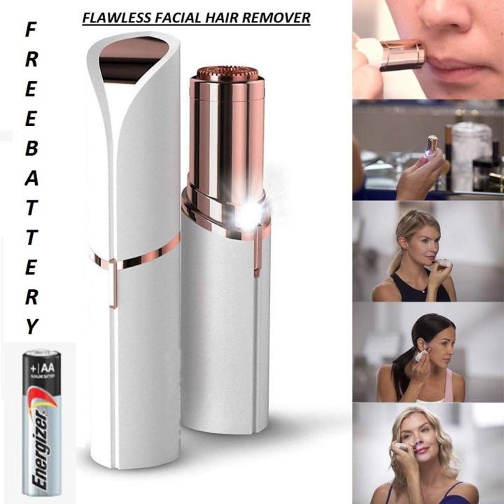Original Flawless Laser Facial Hair Remover For Women Painless Hair Remover For Gentle And Smooth Skin For  Ladies Shaver Machine With AA Size Cell Operated & Brush Imported