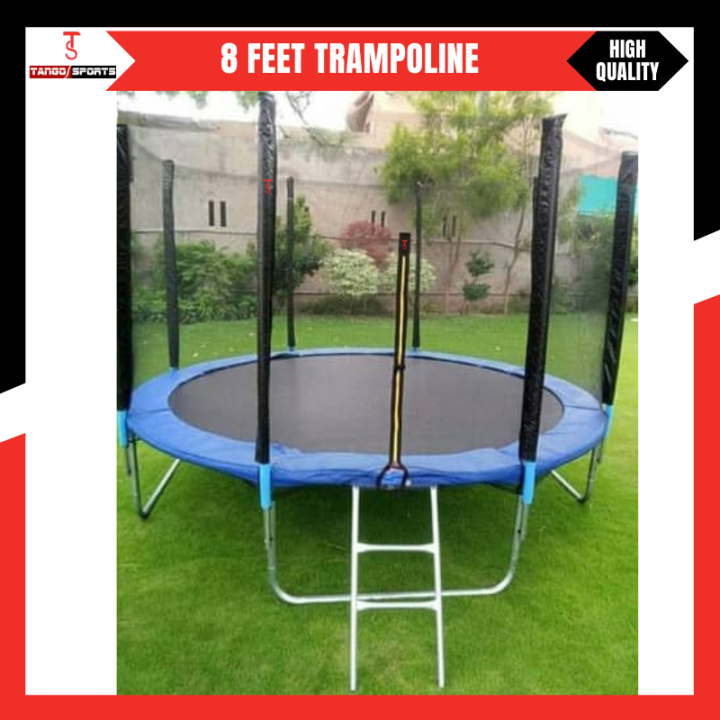 Trampoline 8 Feet Round Trampoline and Enclosure with spring kids bounce ring