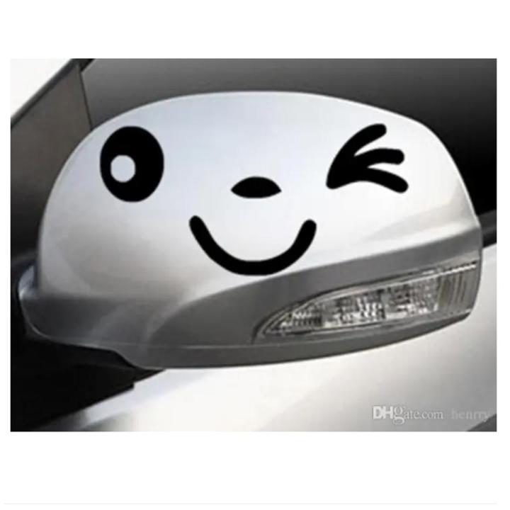 Smiling Mirror Eye Blink Car Sticker - Black