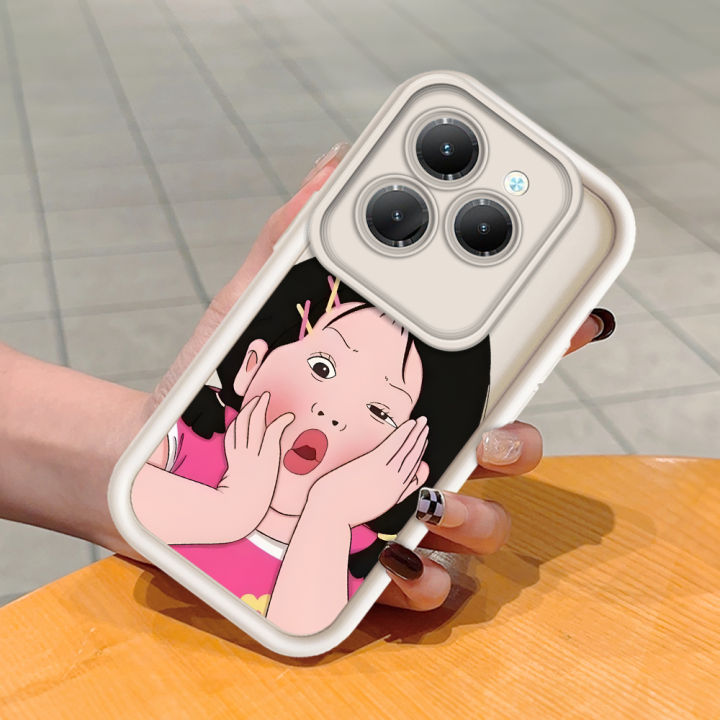 TA for Infinix Hot 40 Hot 40 Pro Back Cover Soft Square Ladder Beautiful Pink Girl Pattern Cases Silicone Camera Protection Phone Case