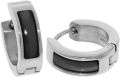 Italian Hoop Earrings Stainless Steel Men's Women's Ring Earrings Silver Black Diamond-Cut Stone, Set for Both Ears Thick Original Stainless Steel Earrings Men's Earrings Stainless Steel High Quality. 