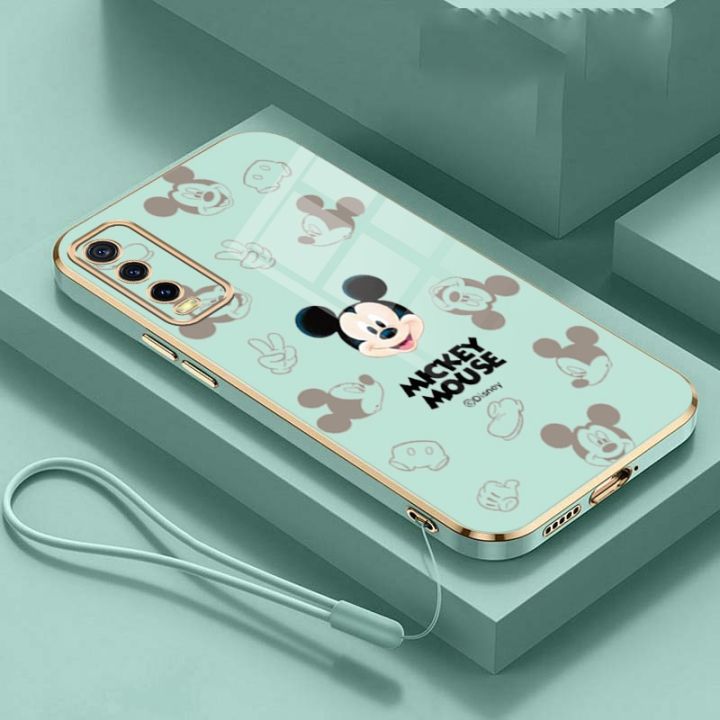 Vivo 1915 1907 V1907 V1913A 1906 1807 1816 1817 1820 1814 1815 1601 1612 Mickey Phone Case Full Mobile Cover Protection Straight Edge Plating Rubber Casing Cover