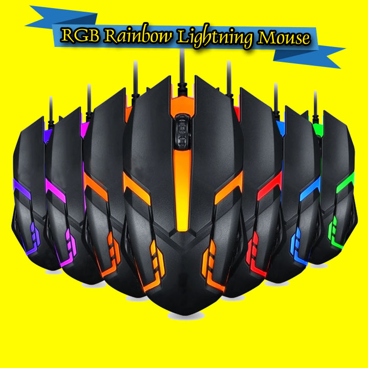 Gaming Mouse With 7 LED RGB Backlit Seven Color | Lighting RGB Mouse ...