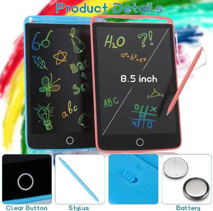 LCD Writing Tablet Multi color for Kids Electronic Slate E-writer Digital Memo Pad Erasable Writing Board Learning Toys Best Gift For Children Education And Daily Life Routine Notebook Purpose -12" Inch | 10" Inch | 8.5 Inch | 6.5" Inch