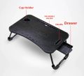 Ergonomics Wood Portable Laptop Table Foldable Dormitory Bed Laptop Desk Book Reading Tray Cup slot Bed Table (2 variants) with drawer & without drawer For Computer Notebooks. 