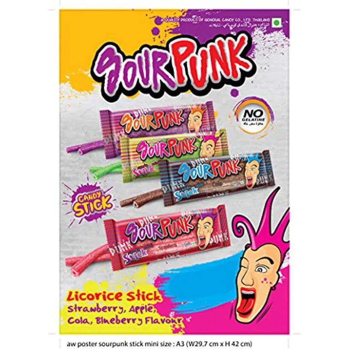 Punk Rocker Candy Sour Punk Assorted Candy Sticks 20gm (Pack of 4) | Daraz.pk