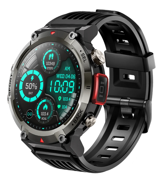 YOLO LEGEND Smartwatch 1.43” Super AMOLED Display –Built in LED Flashlight - Bluetooth Calling - Contact Sync, Call log and Dial pad -