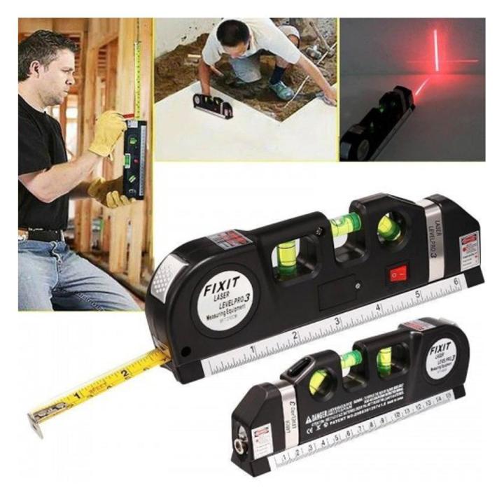 NEW ARRIVAL 5 in 1 Multi Purpose Laser Level Pro 3 Laser Leveler Laser Level Scale Laser Blister Level Steel Inchi Tape Measuring Tape Aligner Metric Ruler Measure Tape Ruler Magnet Level Infrared Laser Level, Electric Hand Tools Power Tools - NEW Style