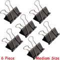 Metal spring Binders Clip for Paper document Office 6 Pack  Size Large Mediam Small. 