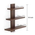 Wooden Wall Shelves for Living Room | for Home Decor Items | Floating Book Rack for Study Room, Office, Kitchen 3Tiers | Size- Standard | Colour- Brown. 
