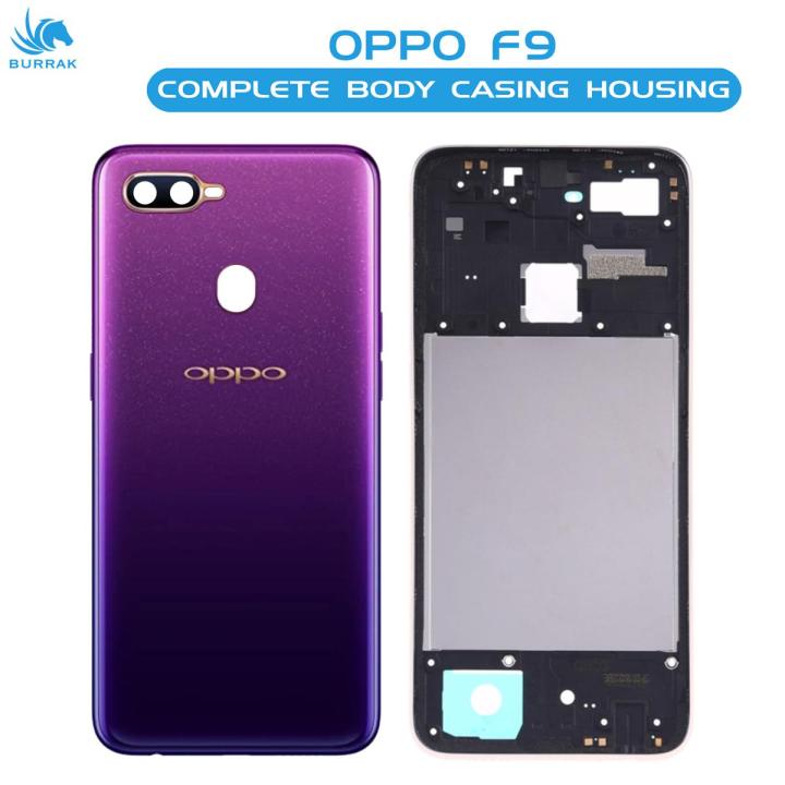 Oppo F9 Housing Middle Frame With Side Button and Camera Lens Complete Body Casing Replacement For F9 - Purple