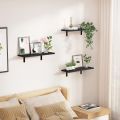 Floating Shelves for Wall Decor Storage, Dark Brown Wall Mounted Shelves Set of 5, Sturdy Small Wood Shelves Hanging for Bedroom, Living Room, Bathroom, Kitchen, Corner, Book. 