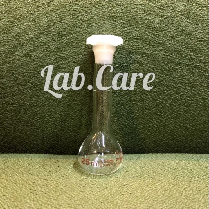 Volumetric%20Flask,%2025ml%20%E2%80%93%20Clear-Fitted%20with%20Polypropylene%20Stopper%20-%20Class%20A,%20Tolerance%20%C2%B10.10%20ml%20-%20White%20Graduation%20Mark%20-%20Borosilicate%20Glass%20%E2%80%93IwakiPyreex%20-%20Image%203