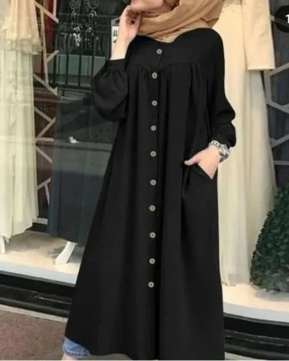 Short%20Coat%20Abaya%20front%20open%20buttons%20%20Long%20Sleeve%20Shirt%20Dress%20Casual%20Pocket%20Robe%20Abayas%20For%20Women%20Open%20Abaya%20-%20Image%202