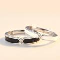 Creative Simple Black and White Adjustable Couple Rings Girl Boy Friend Valentine's Day Jewelry Gift. 