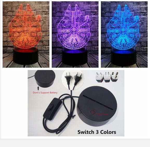 【Amnber Berry Mall】Star Wars UFO BB8 R2D2 3D LED Lamp Cool Boy Bedroom Night Light Trek Decor Bulbing Kids Child Luminaria Gadget