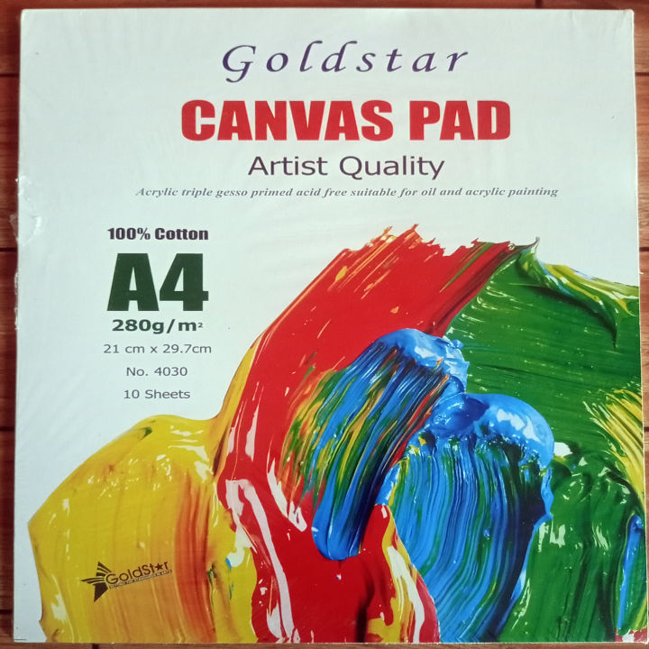 Canvas Pad Acrylic Artist's Book (Size A4 / A3 280 g/m, 100% Cotton, 10 Sheets) Art# M247-GS Canvas Pad-St-NBP-003