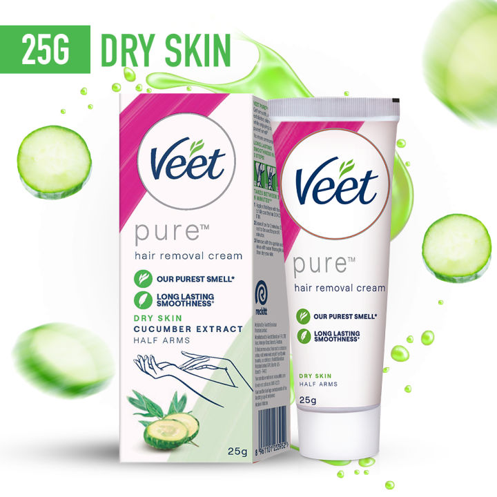 Veet Pure Hair Removal Cream Dry 25g - Half Arms