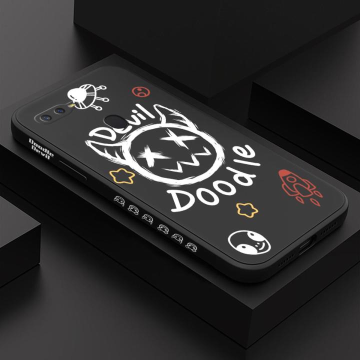 ZeroQiQi for OPPO F9 Case Cute Creative Demon Doodle Phone Cover Soft Full Lens Protection Ultra Thin Phone Case