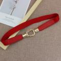 Fashion Thin Elastic Belt Female Metal Double Buckle Waistband Women Cinch Waist Seal Cummerband Clothing Accessories. 