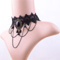Vintage Black Rhinestone Chain Lace Choker Necklace Punk Rock Gothic Party Jewelry. 