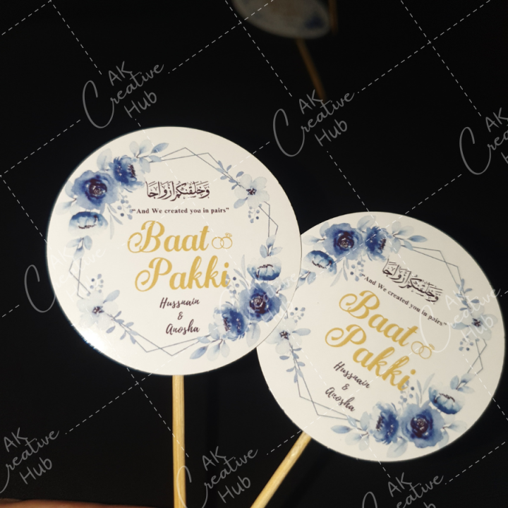 CUSTOMIZED%20Baat%20Pakki/Date%20Fixed%20Mithai%20Cupcake%20Toppers%20Pack%20of%2010/20,%20Perfect%20for%20Engagement%20&%20Wedding%20Party%20Celebration%20,Baat%20Pakki%20&%20Wedding%20Party%20Celebration%20Toppers%20-%20Image%202