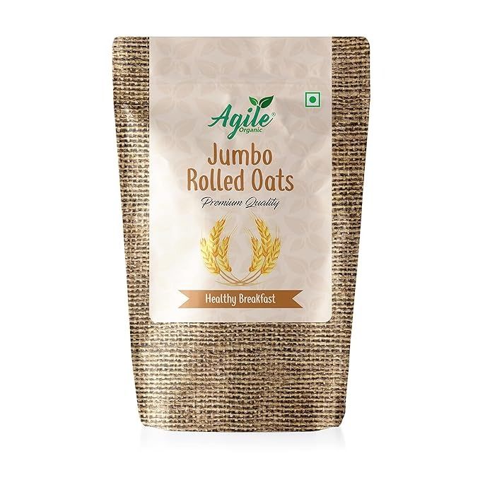 Agile Organic® Jumbo Rolled Oats, 125 g - Gluten Free Oats | Diet Food | 100% Wholegrain Breakfast | Oats for Weight Loss