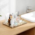 DHUDHI Acrylic Organizer Tray With Metal Frame, Nordic Rectangular Storage, Makeup Cosmetics Organizer Tray, Decorative Metal Tray, Acrylic Vanity Tray, Storage Organizer for Home Kitchen Living Room Bathroom, Vanity Tray Furniture Décor, Gold 1 Pcs. 