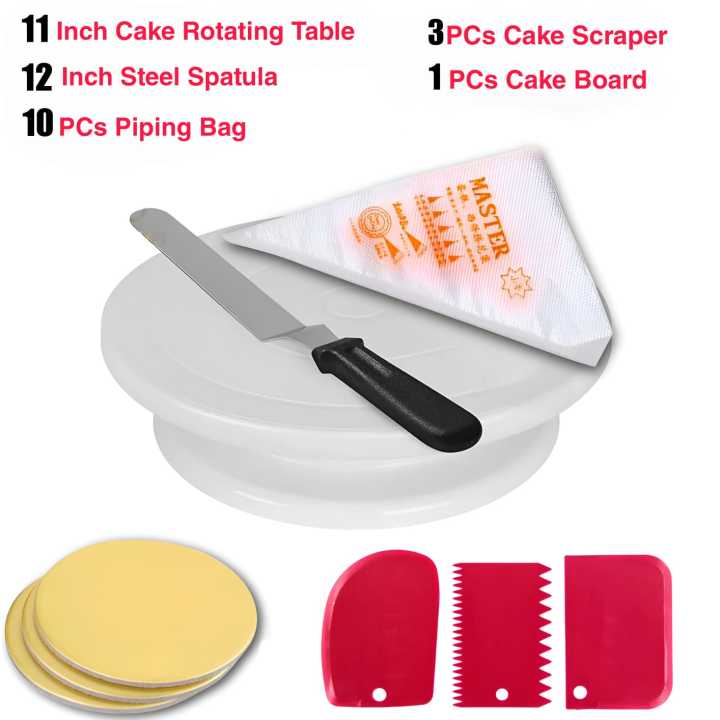 11 inch High quality Rotating Cake Turntable, 3 PCs Cake Cream icing ...