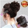 Hair Extension Messy Curly Dish Hair Bun Hairpieces Clip in Hair Natural Looking Wavy Curly Combs Clip in Ponytail Synthetic Hairpiece for Women (Brown). 