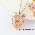 1pc Heart Hollow Cage Locket Pendant With Glass Ball Memory Locket Pendant Cremation Jewelry Fillable Jewelry. 