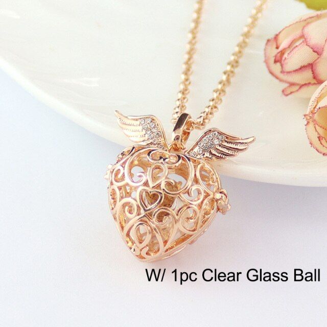 1pc Heart Hollow Cage Locket Pendant With Glass Ball Memory Locket Pendant Cremation Jewelry Fillable Jewelry
