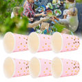 PINK GOLDEN PAPER CUPS - PACK OF 10 PAPER CUPS - PINK THEME PARTY TABLEWARE. 