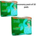 Trust Ultra Thin extra Long Sanitary Pads | Super Absorbent & Breathable | Leak‑Proof & Hypoallergenic | Odor Control for Heavy Flow & Night Protection | Economy Pack, 32 Pads. 