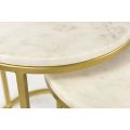 2 Pieces Nesting Tables Set Marble Sheet Top With Rode Iron Base Frame (Coffee table & Side Table). 