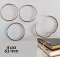 63mm Ring / 4 pcs  Silver Metal Scrapbook Lock Ring / Book Ring / Binder Ring. 