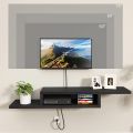 Wall Mounted TV Stand, Media Console Stand, 60” TV Storage Shelf, Floating TV Stand Entertainment Shelf for Living Room, Bedroom, Walnut. 