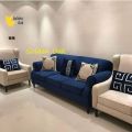 Golden Oak Blue Sofa Set 5 Seater. 