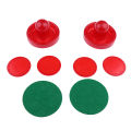 Sets of Two Air Hockey Pushers Strikers Goalies Plus Four Pucks Red. 