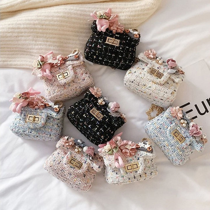 Cute Cotton Linen Small Square Mini Handbag Sling Crossbody Bag For Kid Girls