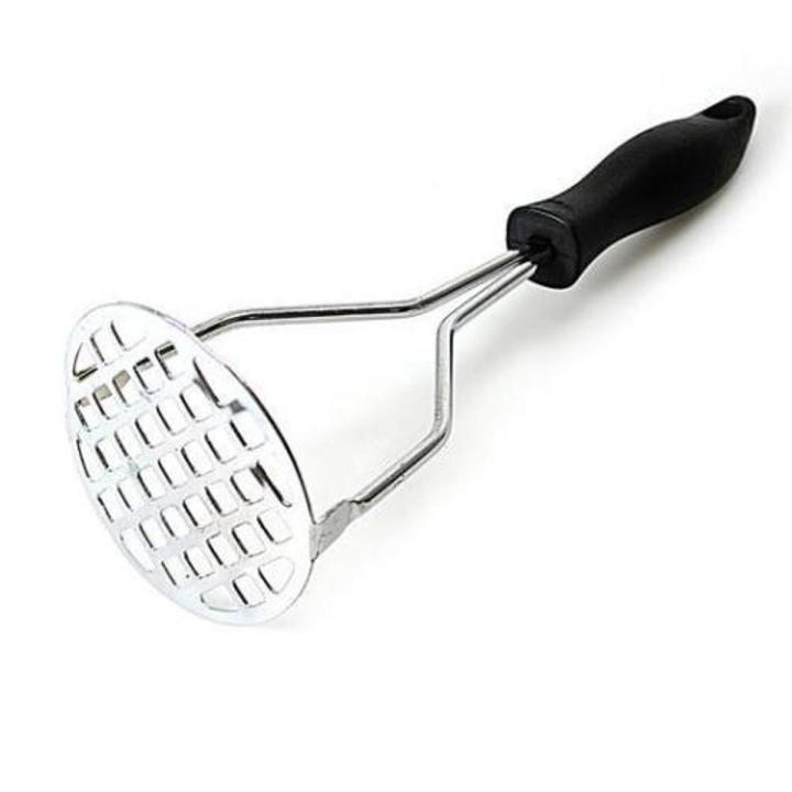 nmall Stainless Steel Pusher/Potato Masher With Broad Mashing Plate For
