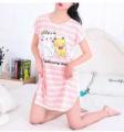 Womens Summer Short Sleeve Sleep Dress Lovely Cartoon Pattern Printed Sleepshirt Plus Size Oversized Nightdress. 