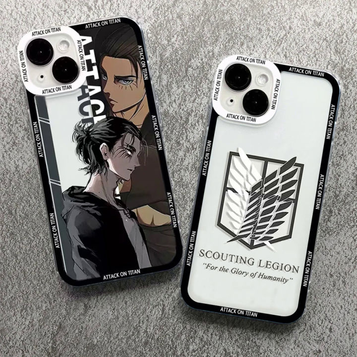 【Mascaraara】Anime Attack On Titan Phone Case For iPhone 11 12 13 14 15 Pro Max Mini XS MAX X XR SE 7 8 Plus Cover Transparent Shell Fundas