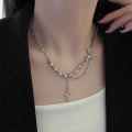 Kpop Zircon Cross Star Beaded Necklace Men Imitation Pearl Star Pendant Necklaces Y2K Hiphop Star Tassel Choker Necklace Unisex. 
