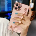 For Itel A49 / Itel A58 Back Cover with Bracelet Wristband Luxury Clover Chain 6D Plating Frame Shiny Girls Cases Soft Silicone Square Protective Mobile Phone Case. 