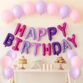 24Pcs Happy Birthday Decoration Set – Premium Latex Balloons with Happy Birthday Foil Alphabet Arch for Party Décor Set For Boys & Girls. 