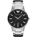 Emporio Armani Renato Silver Stainless Steel Black Dial Quartz Watch for Gents - AR2457. 
