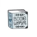 Fashion Women English Letter Book Worm Badge Brooch Pin Clothes Jewelry Decor. 
