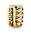 Stainless Steel 16 pcs Jars Rotating Spice Jar Rack Set Seasoning Stand Holder Condiment Salt Pepper Shaker Kitchen Tools. 