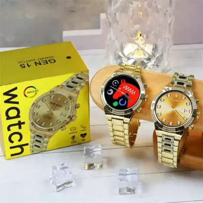 Watch Generation 15 - Smart Watch with Analog and Digital Display, Gold-Toned Bracelet, Touchscreen Interface, and Wireless Charging